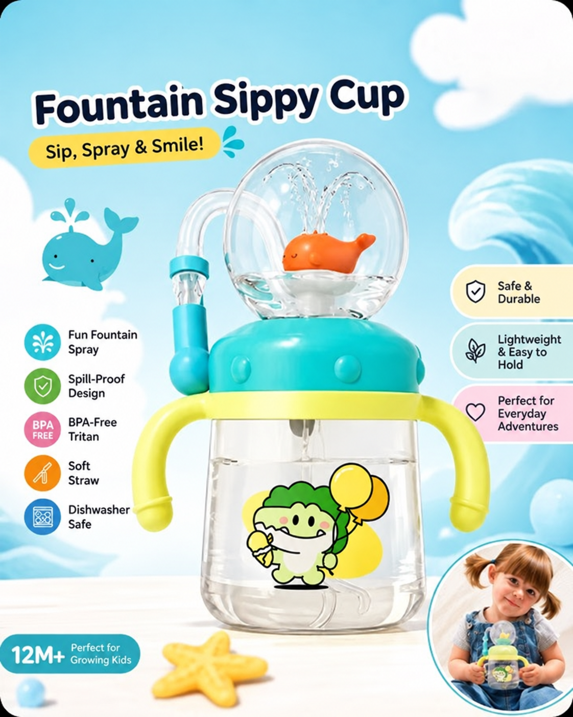 Whale Fun Fountain Sippy Cup
