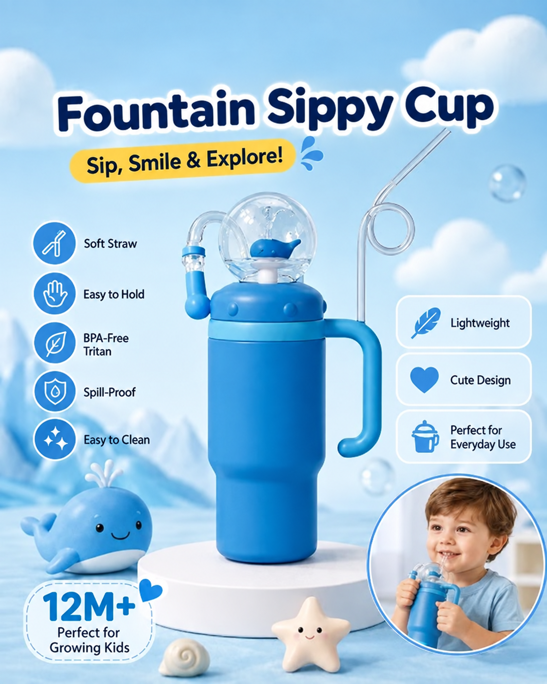 Whale Fun Fountain Sippy Cup