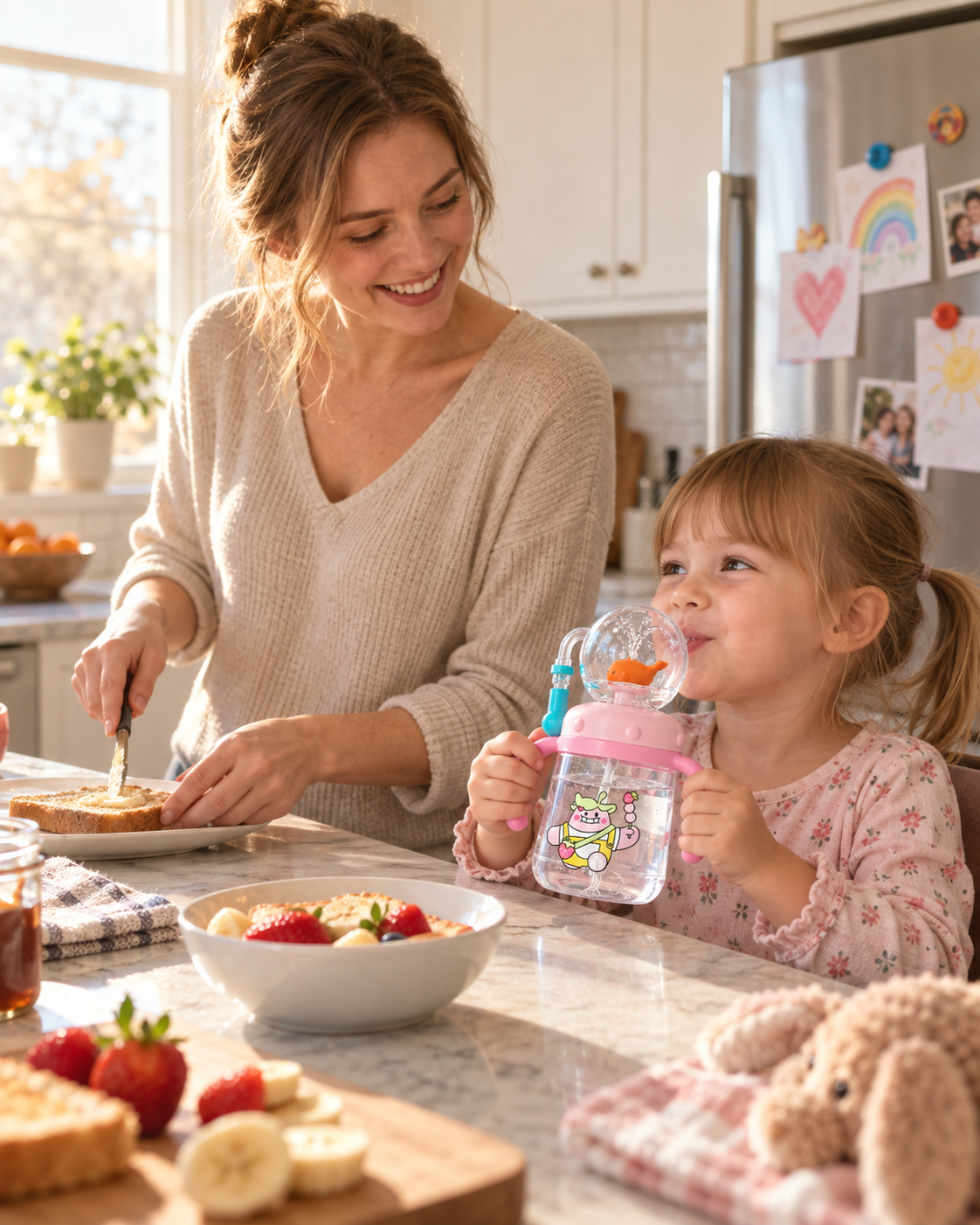 Family lifestyle with toddler cup
