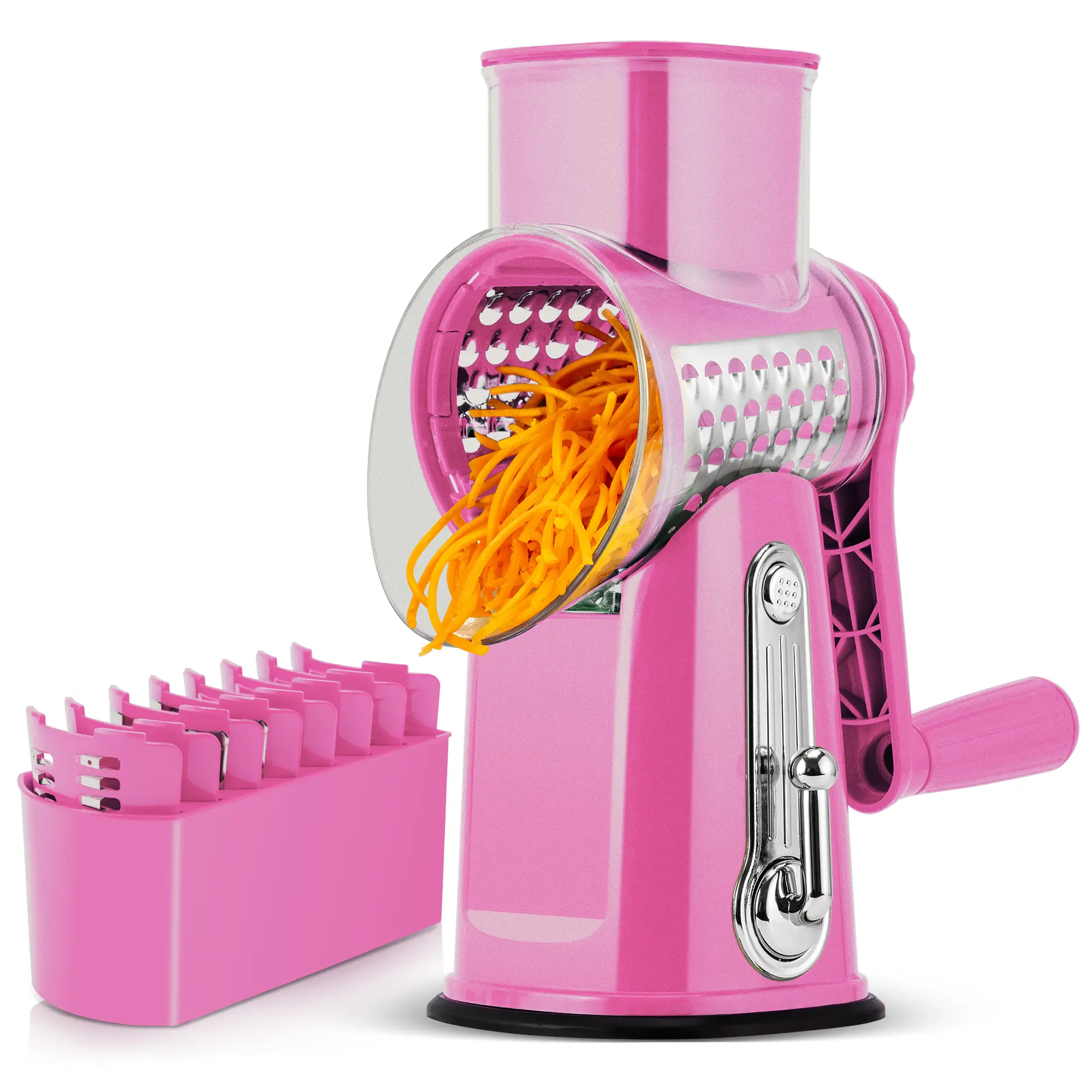 Rotary Cheese Grater with 5 Blades & Suction Base