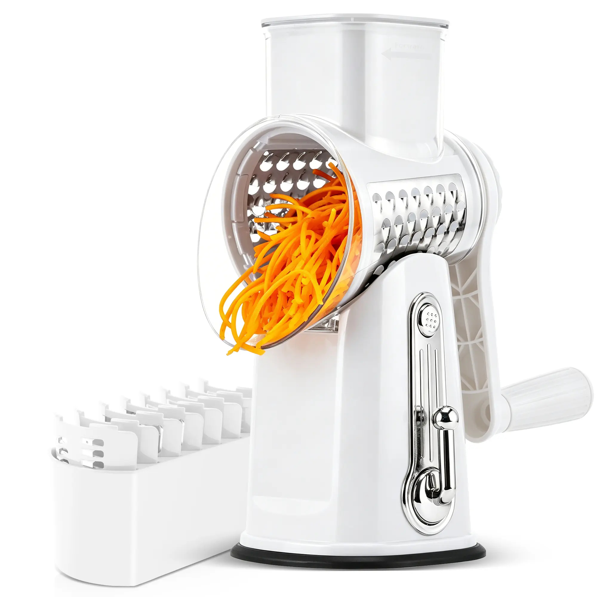 Rotary Cheese Grater with 5 Blades & Suction Base