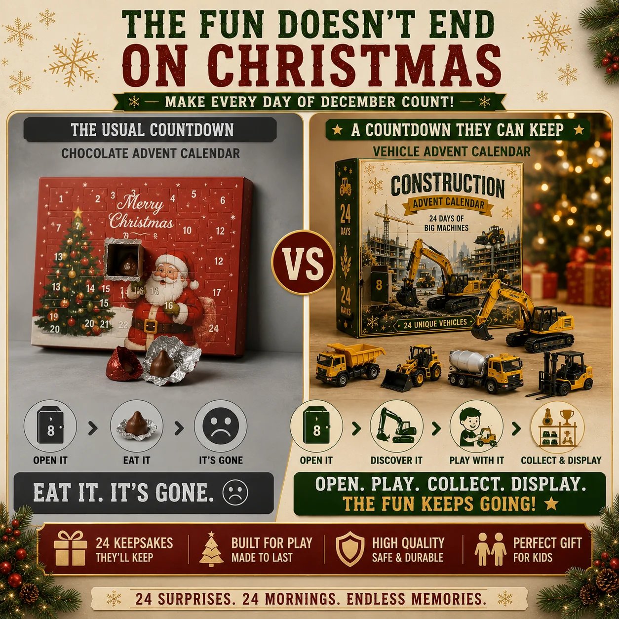 Vehicle advent calendar versus ordinary advent calendar