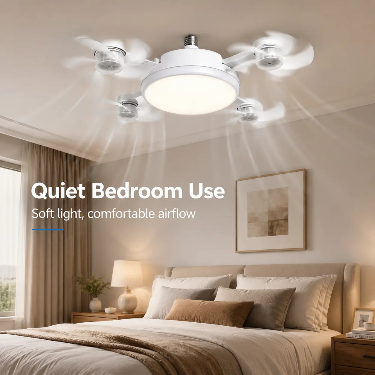 50cm Foldable Socket Fan Light with Remote – E27 Base