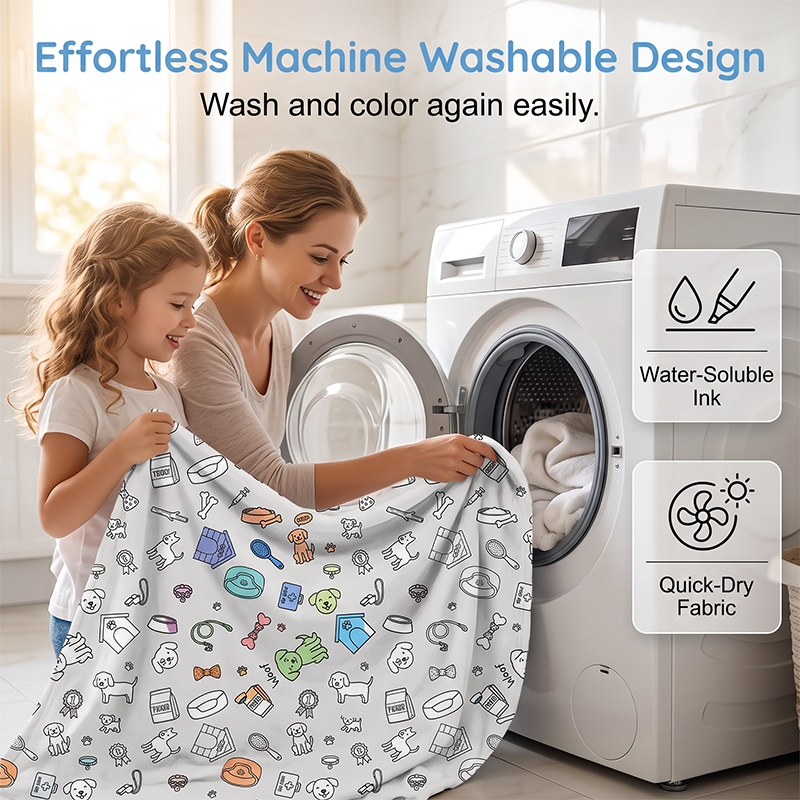 Washable marker coloring blanket activity