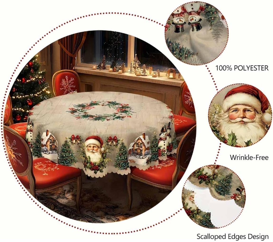 Vintage Christmas Holiday Tablecloth detail 4