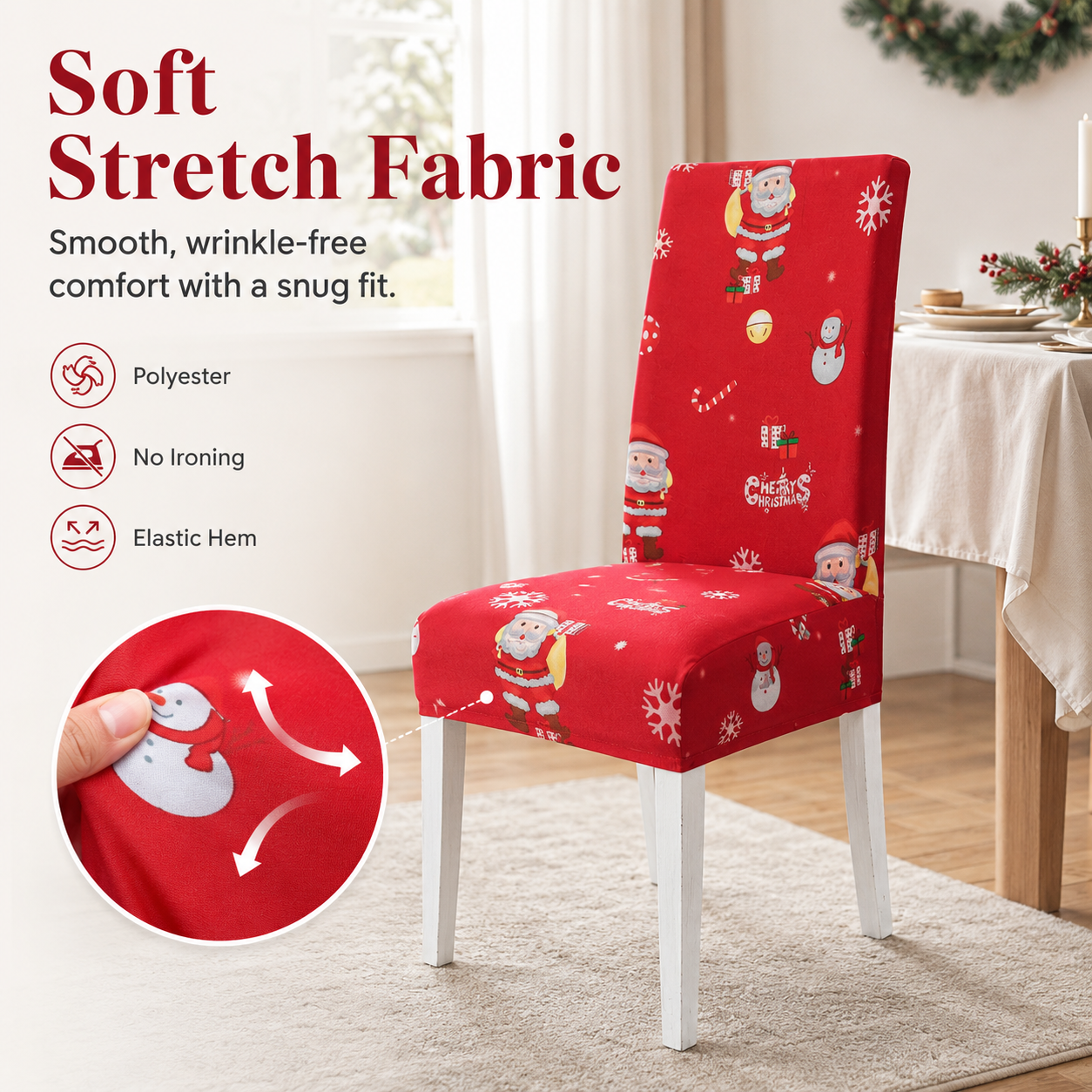 Soft stretch polyester Christmas chair cover