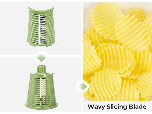 Wavy slicing blade for potato