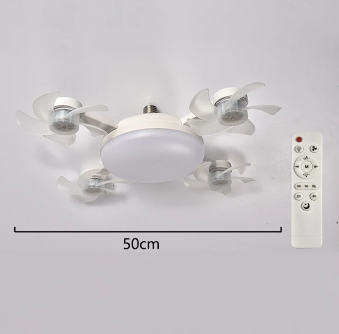 50cm Foldable Socket Fan Light with Remote – E27 Base