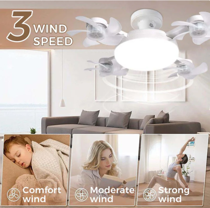 50cm Foldable Socket Fan Light with Remote – E27 Base