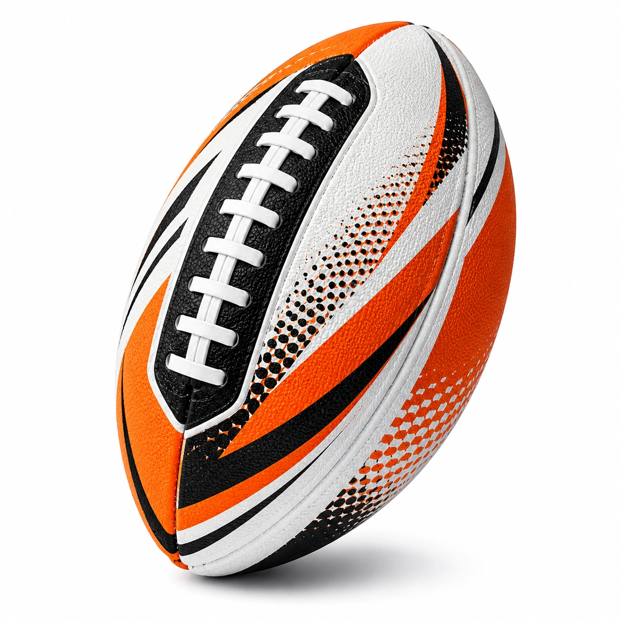 Pomarańczowo-biało-czarna piłka do rugby z tradycyjnym szwem-DECORLIXA