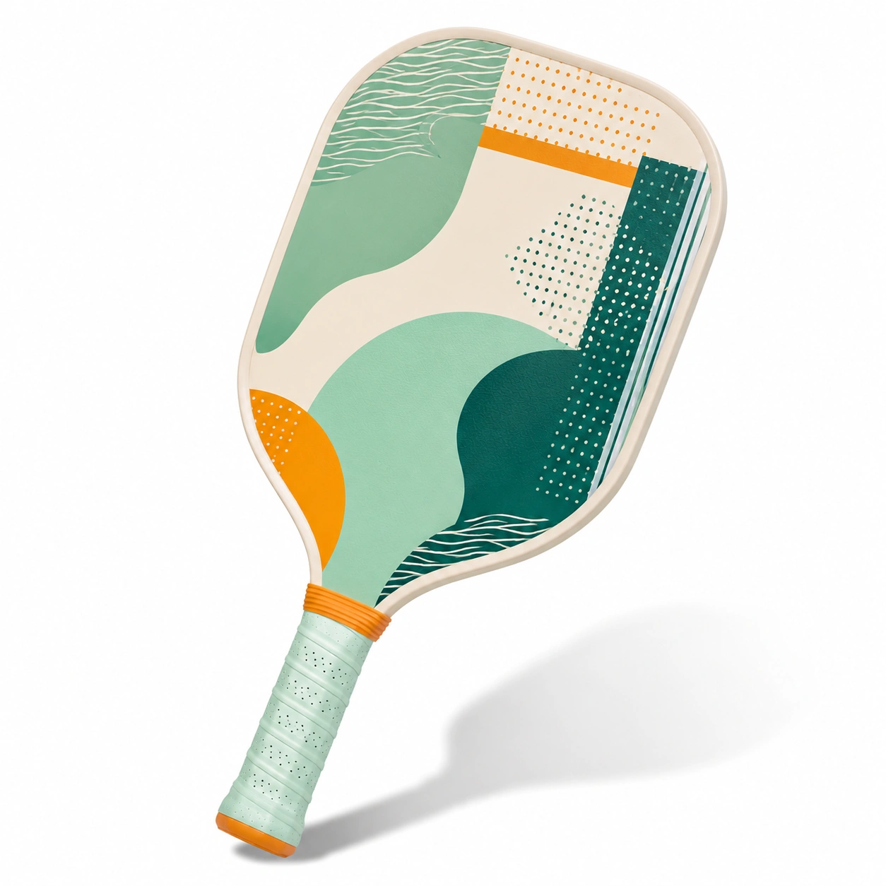Abstrakcyjna rakieta do pickleball w kolorach zielonym i pomarańczowym-DECORLIXA