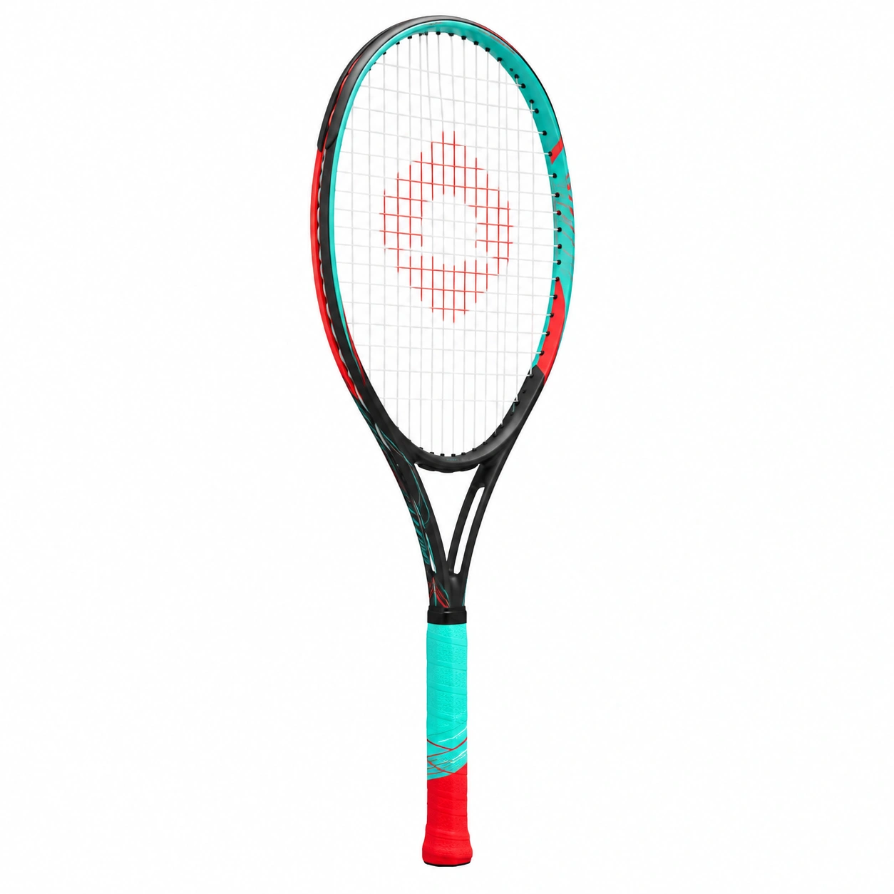 Rakieta tenisowa 68 cm kolor czarno-czerwono-turkusowy-DECORLIXA