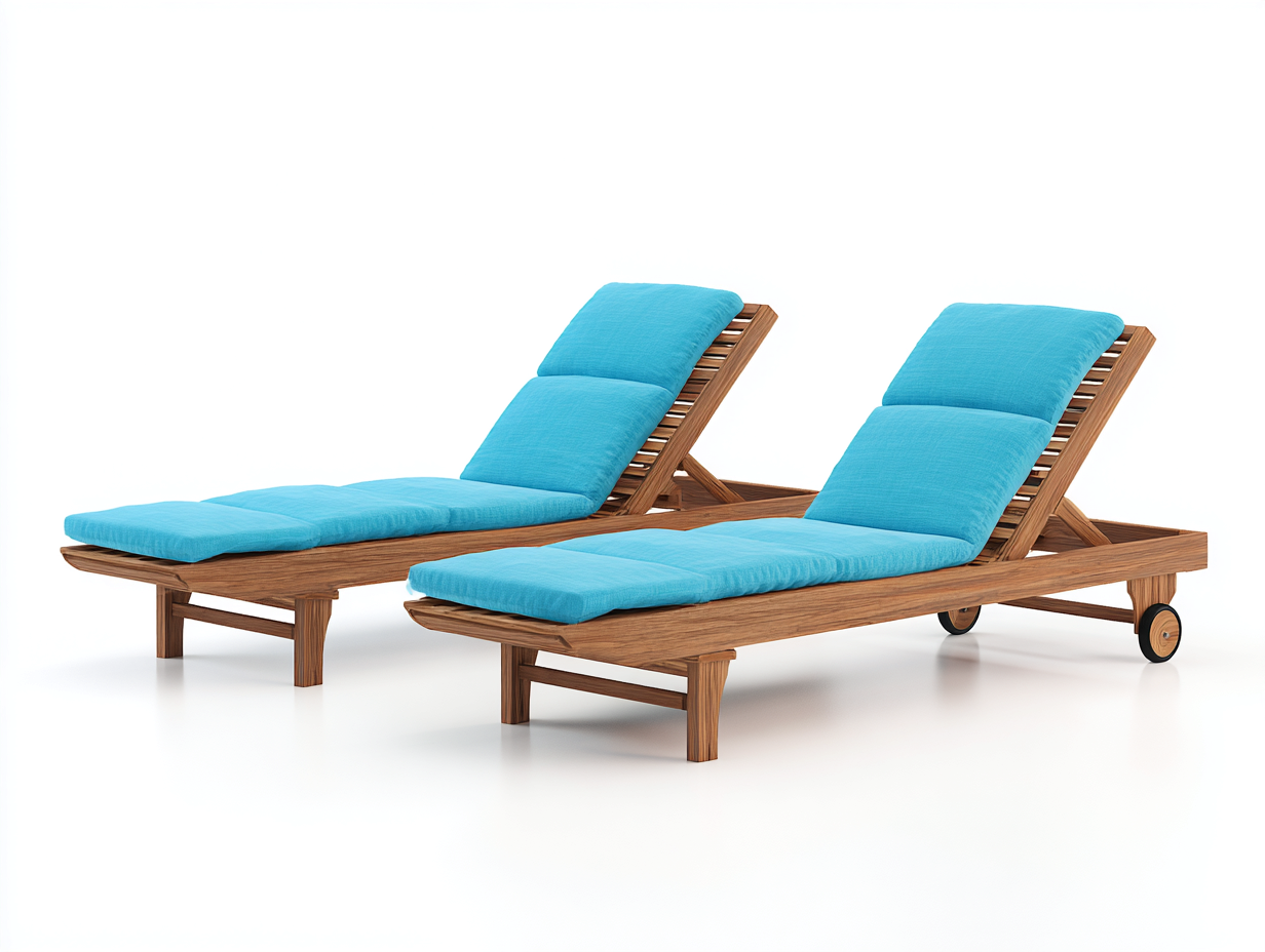 Tumbonas de jardín 2 unidades madera maciza con ruedas 198x68x92 cm azul turquesa - respaldo ajustable - diseño exterior elegante-Veramiloft