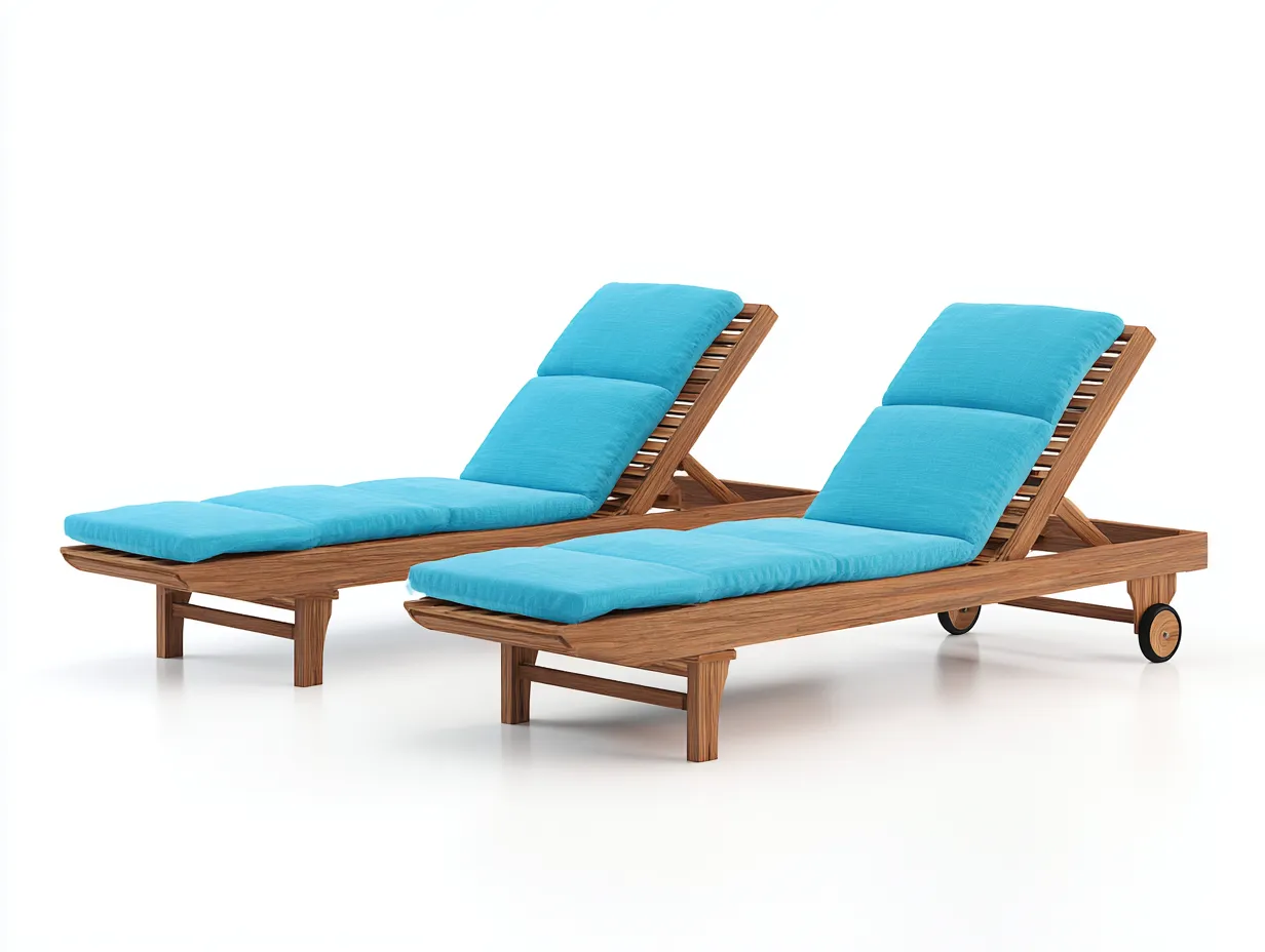 Tumbonas de jardín 2 unidades madera maciza con ruedas 198x68x92 cm azul turquesa - respaldo ajustable - diseño exterior elegante-Veramiloft