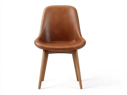 Silla de comedor tapizada 50x56x82 cm - marrón y color madera - respaldo curvado y diseño moderno-Veramiloft