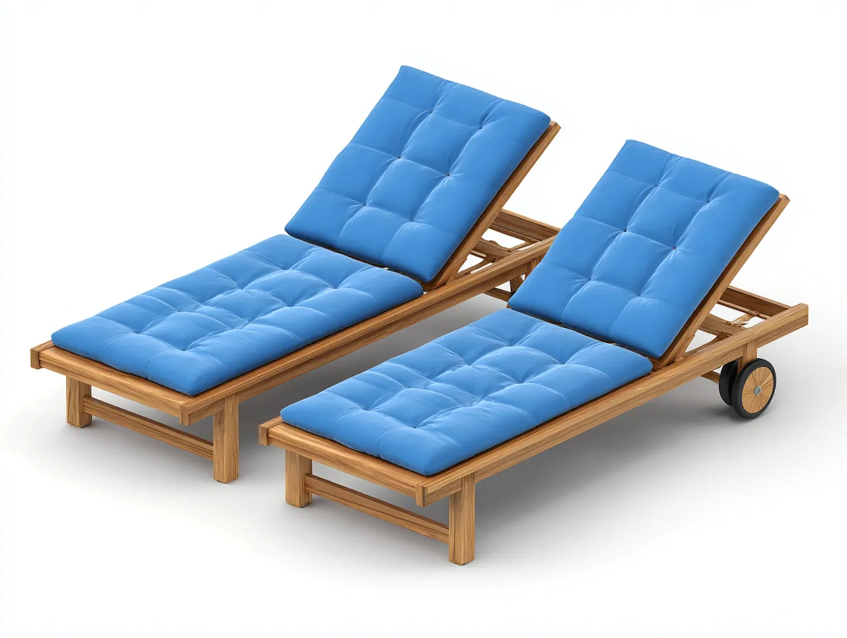 Tumbonas de madera maciza 200x65x34 cm azul-marrón para exterior - respaldo ajustable - juego de 2-Veramiloft