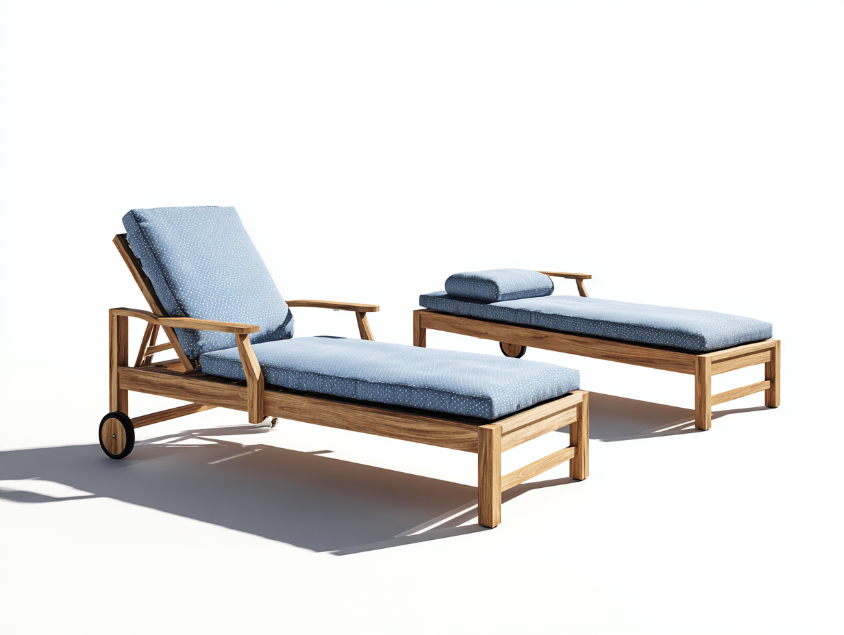 Tumbonas de jardín 2 plazas madera maciza 200x75x35 cm - azul claro - respaldo ajustable con ruedas-Veramiloft