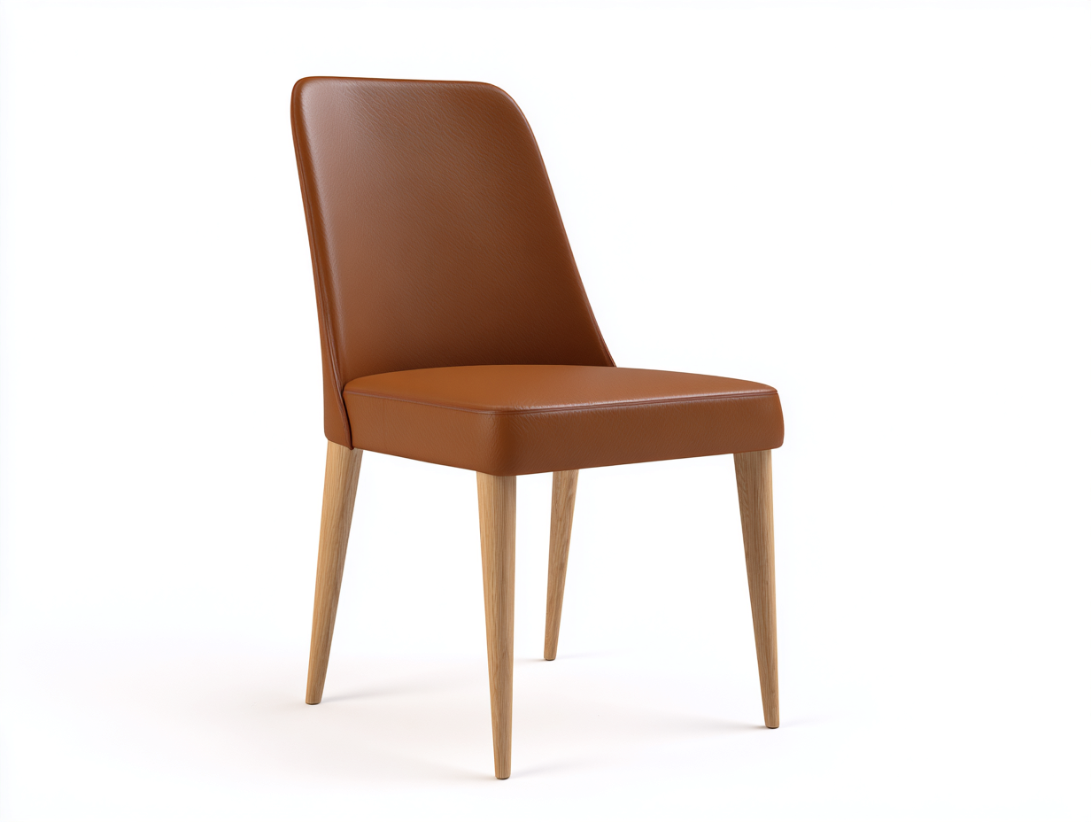 Sillas de comedor tapizada de polipiel y madera 50x56x86 cm - marrón coñac - diseño moderno-Veramiloft