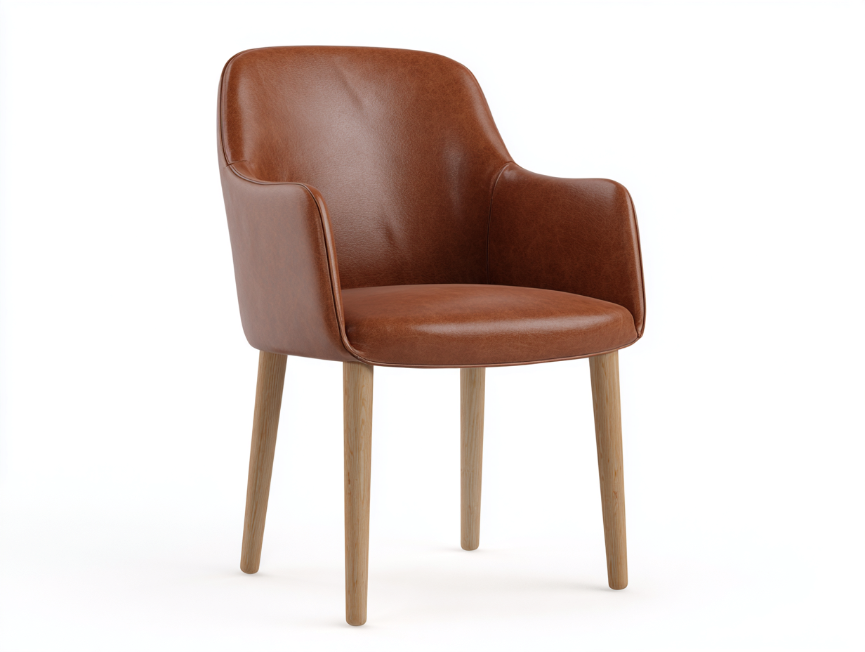 Sillas de comedor tapizadas de cuero sintético y madera 58x60x84 cm - marrón coñac - reposabrazos integrados - diseño moderno para comedor-Veramiloft