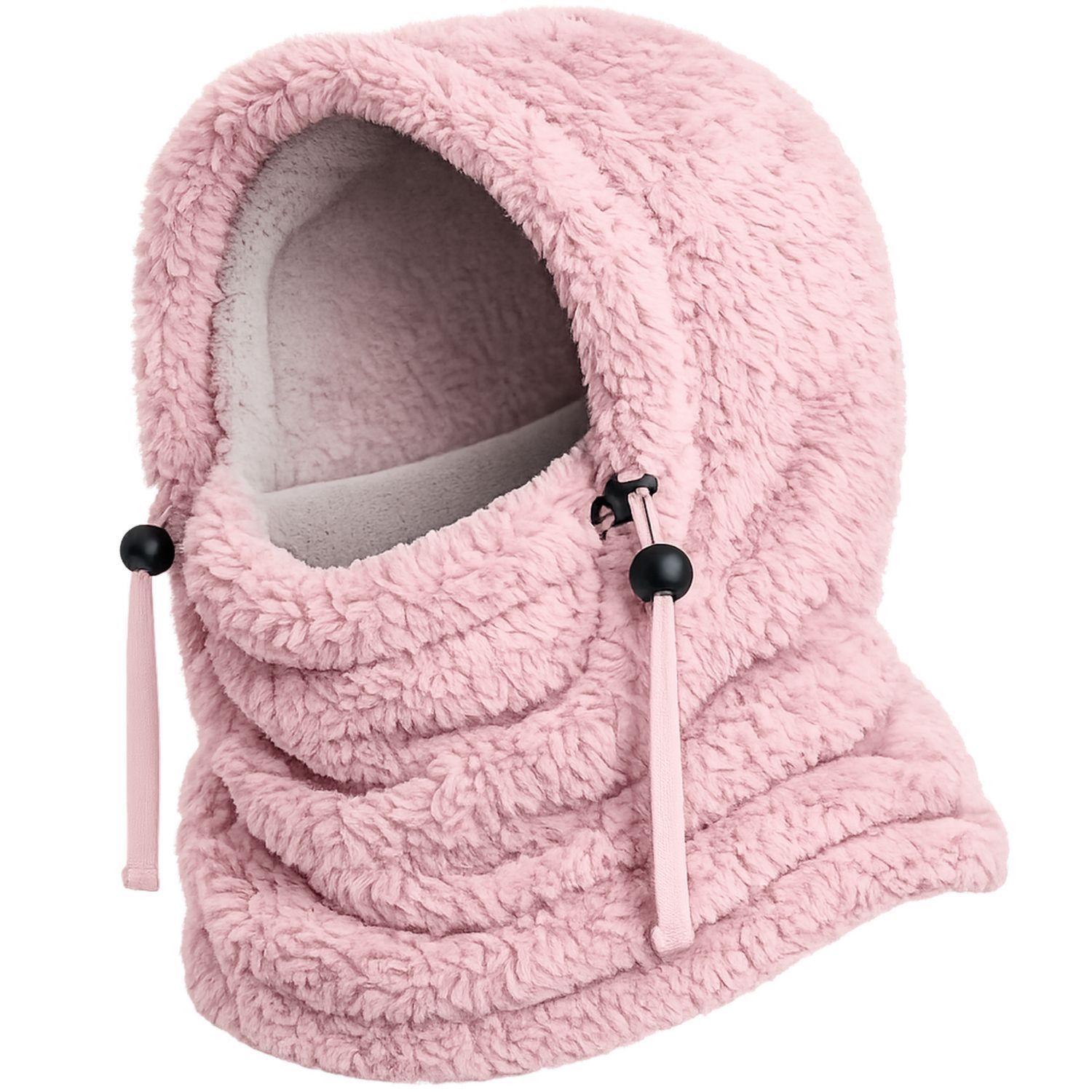 Cappuccio in Pile Rosa Regolabile per Adulti