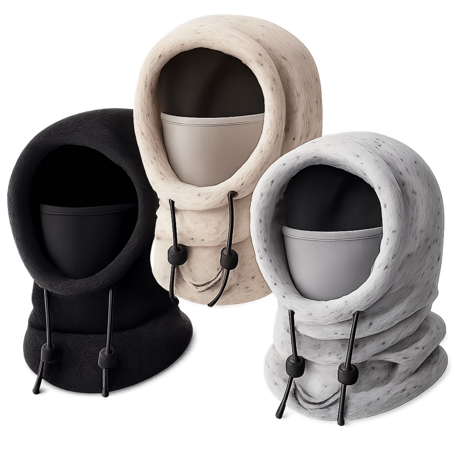 Cappuccio termico multifunzionale invernale regolabile nero/beige/grigio