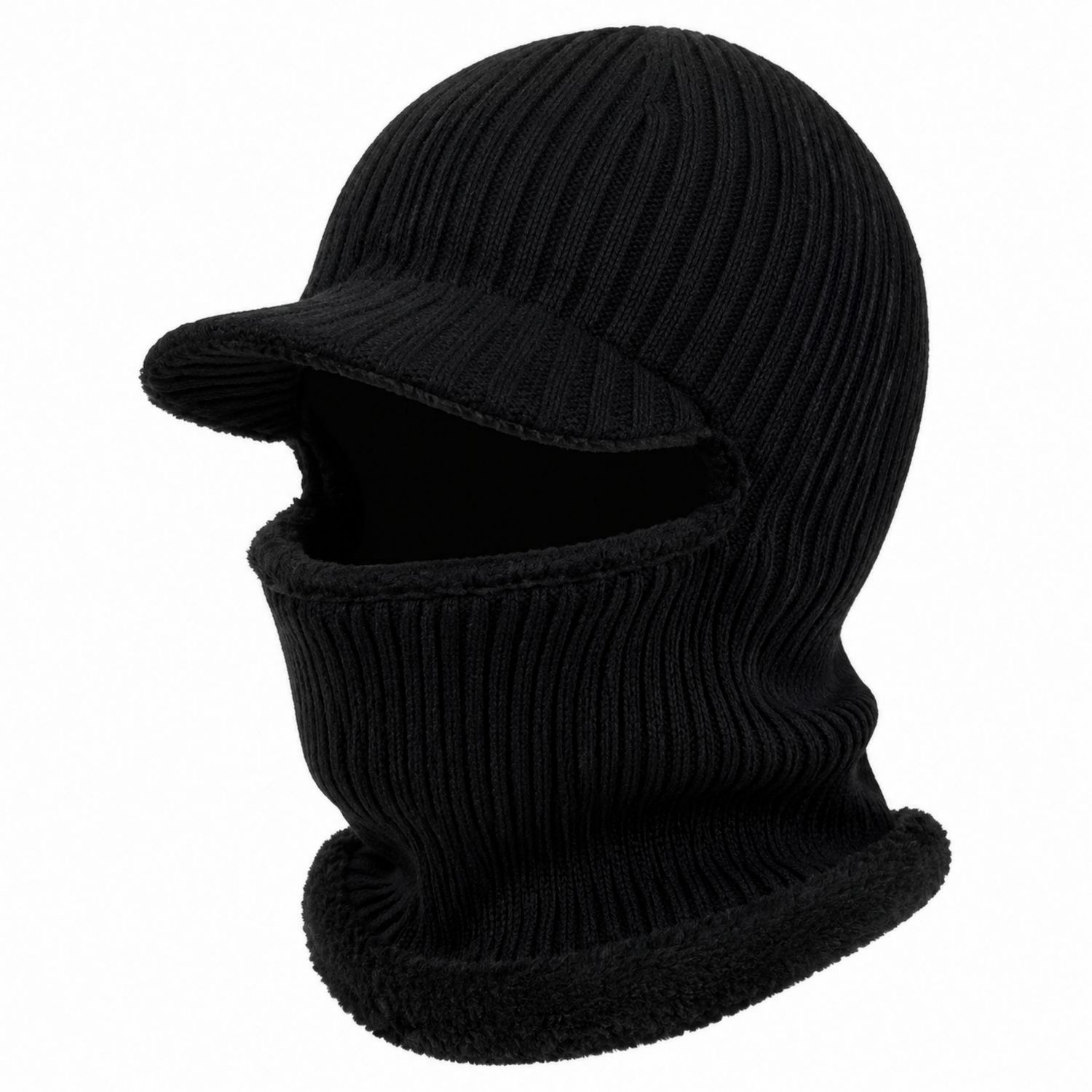 Passamontagna in Maglia con Visiera Unisex Nero