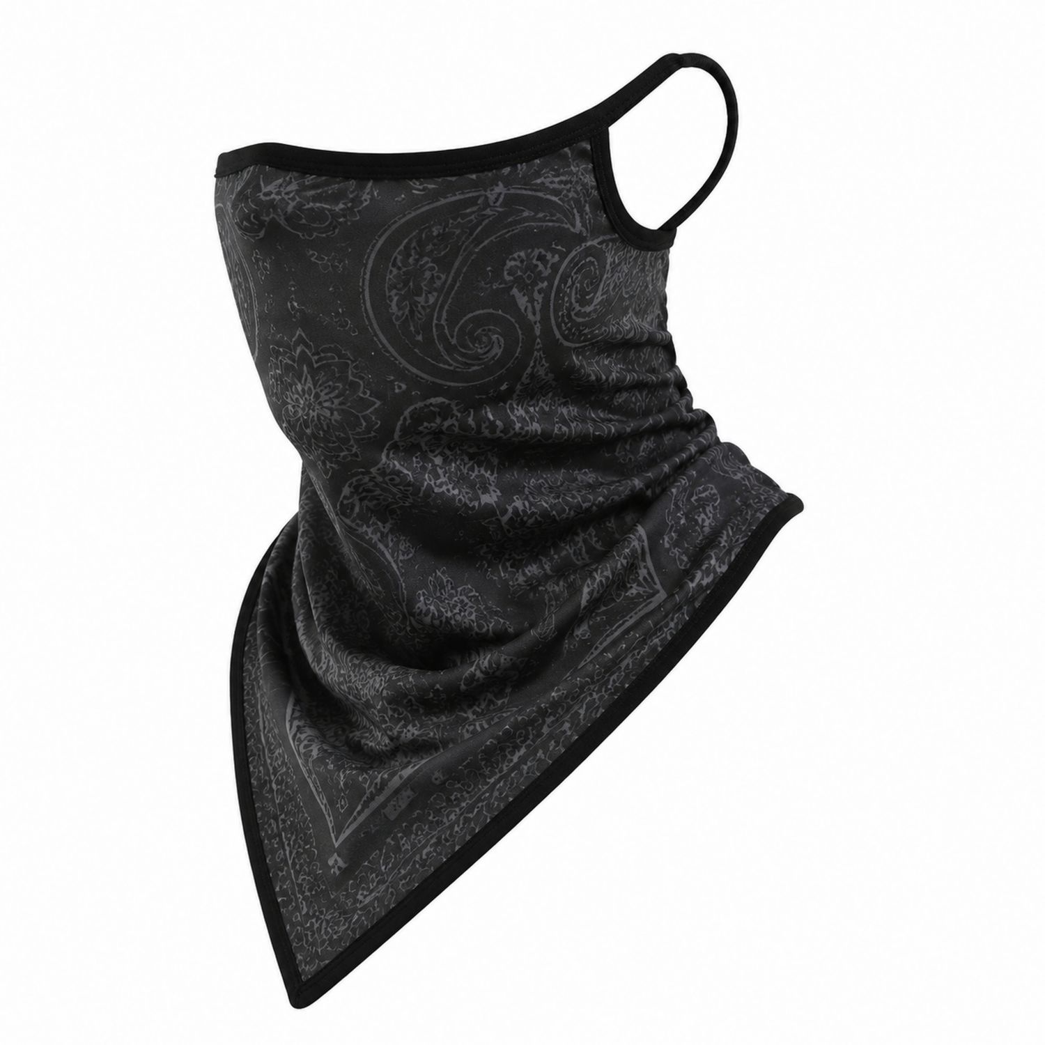 Mascherina Bandana Multifunzionale Nero con Motivo Paisley