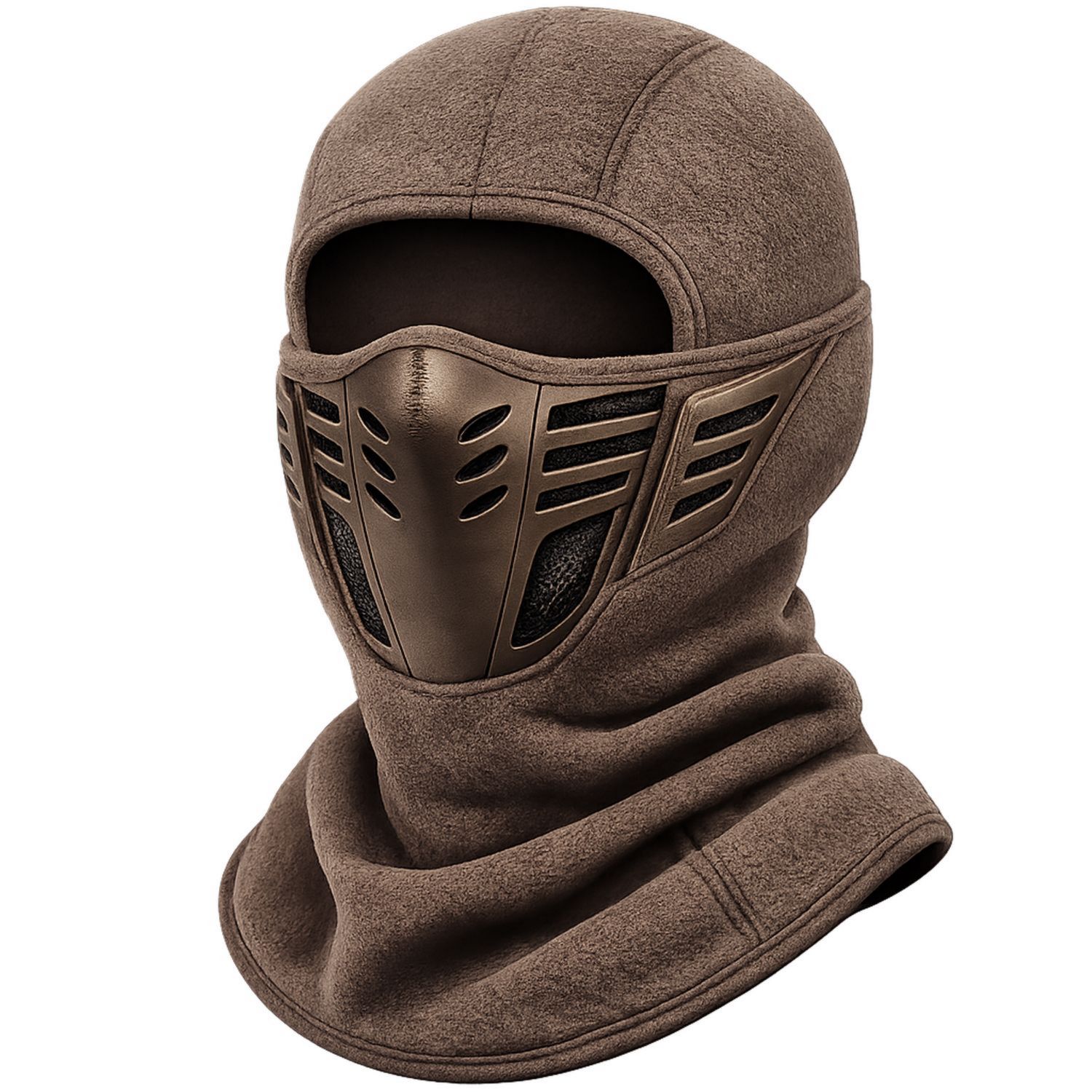 Balaclava in Pile con Protezione Facciale Marrone