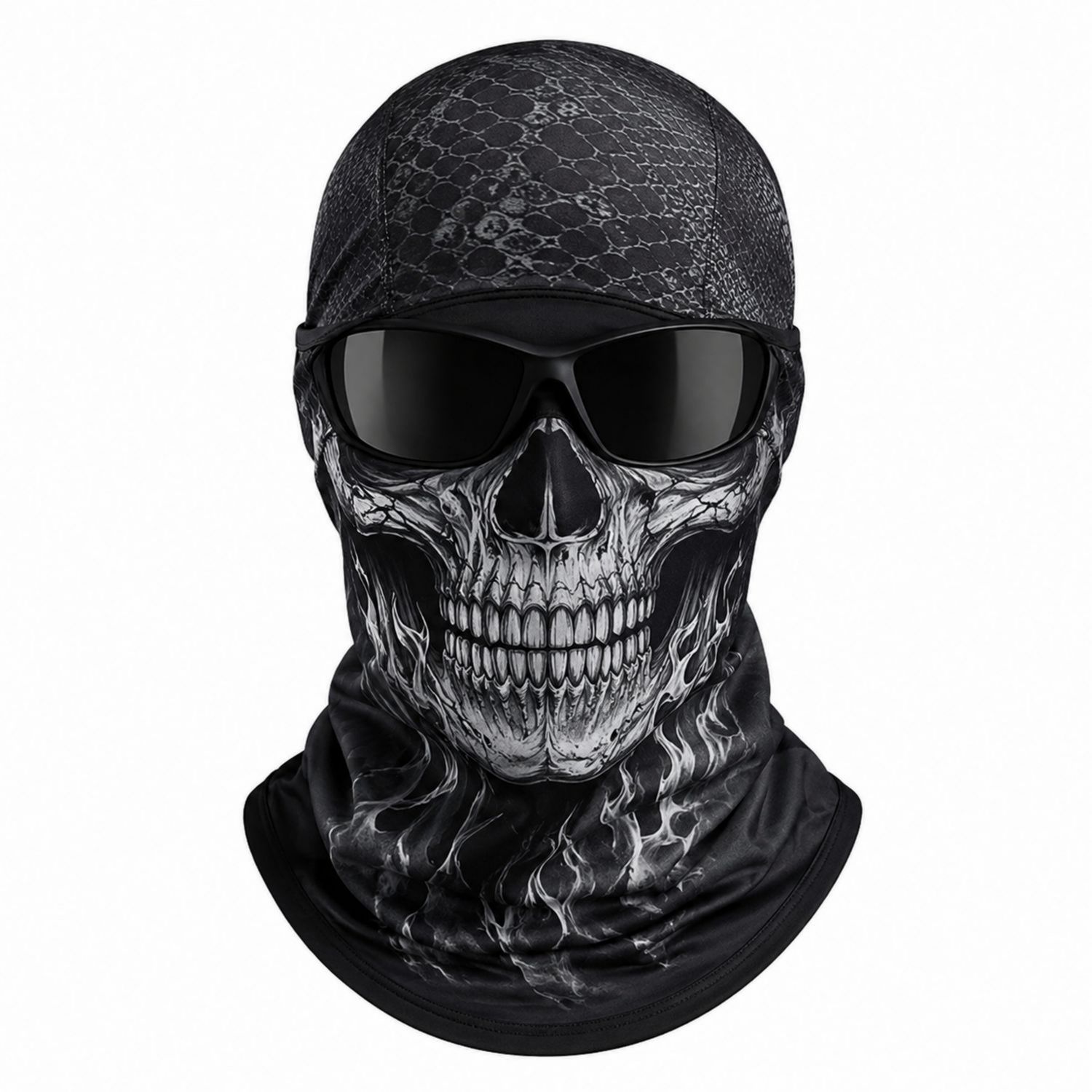 Maschera a Tubo Teschio Nero e Grigio per Attività Outdoor