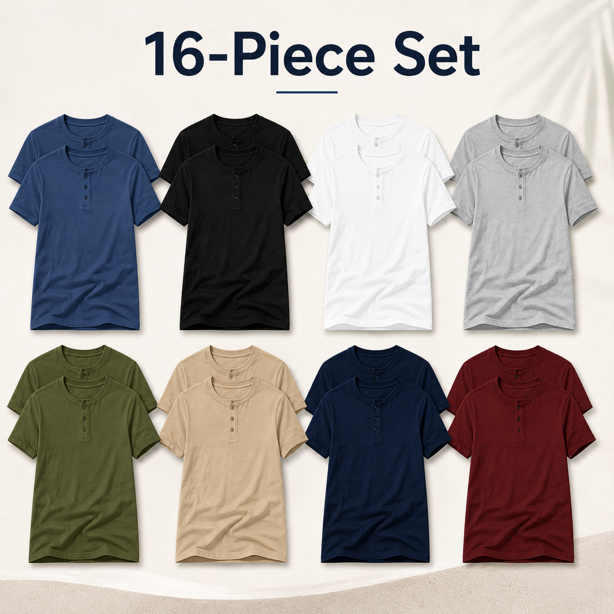 Men's henley T-shirt 16 piece set
