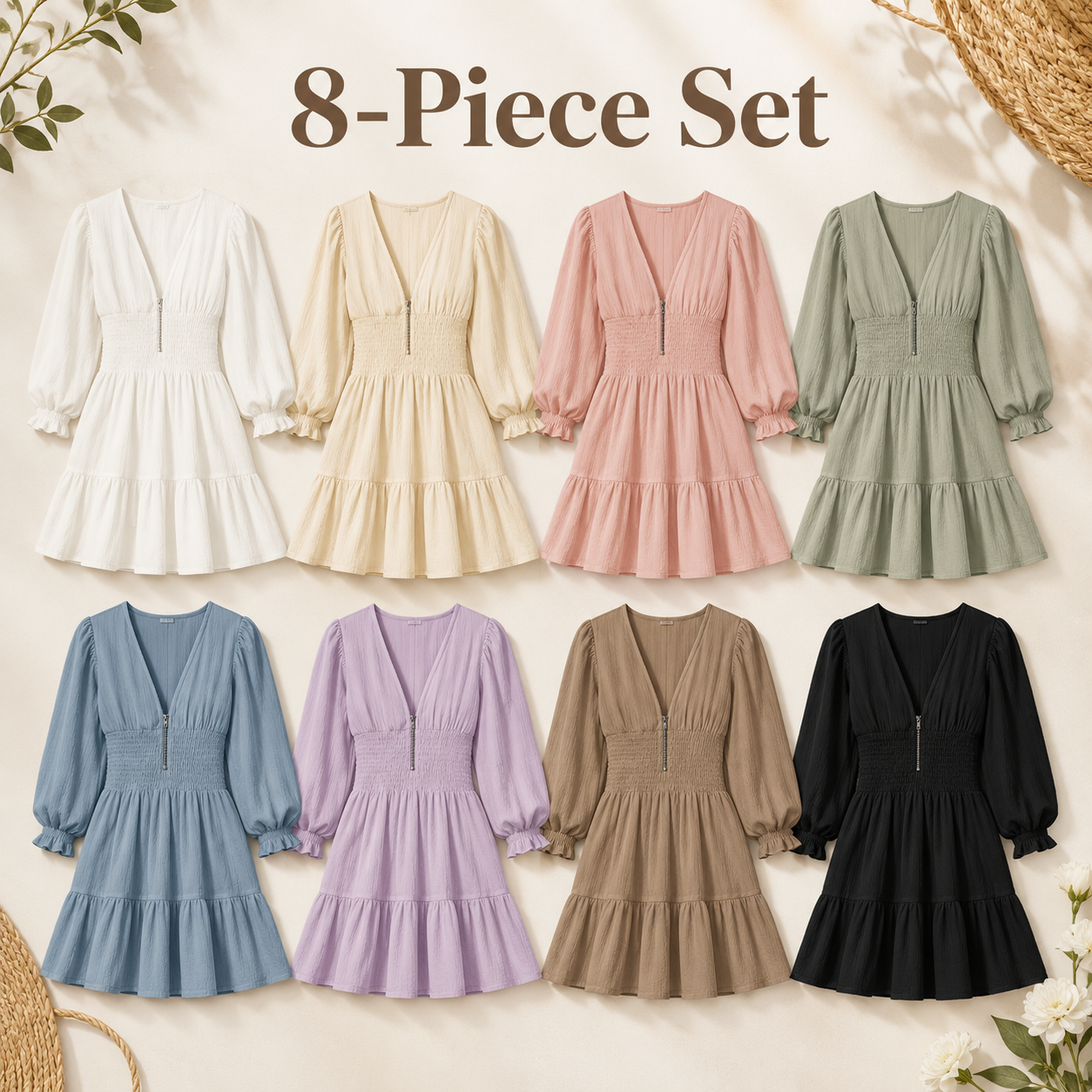 Mixed 8-Pack dress set in eight colors