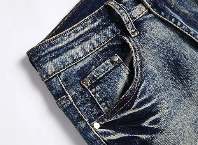 Men's Ripped Denim Shorts, Stretch, Distressed Street Style