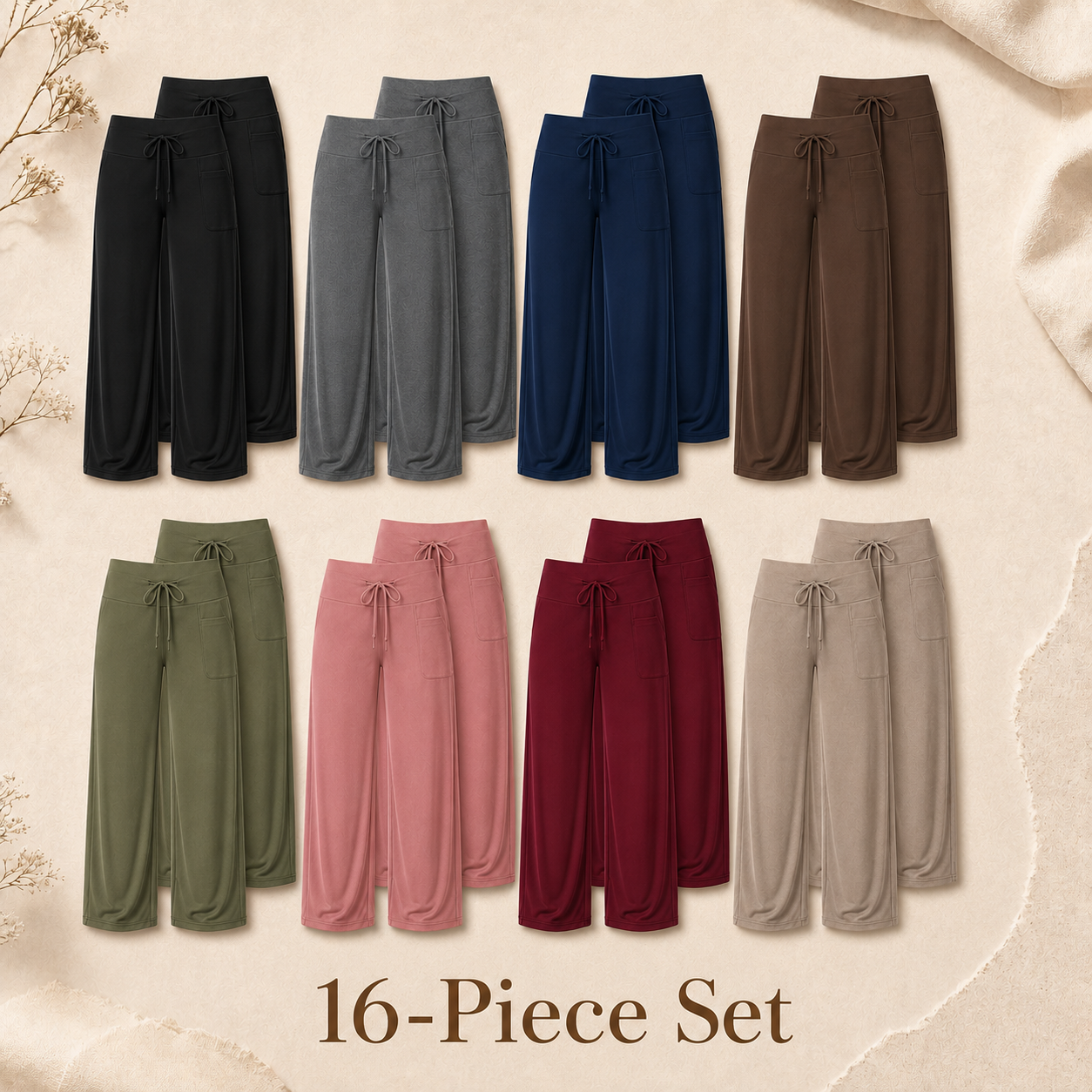 Mixed 16-Pack women wide leg lounge pants set