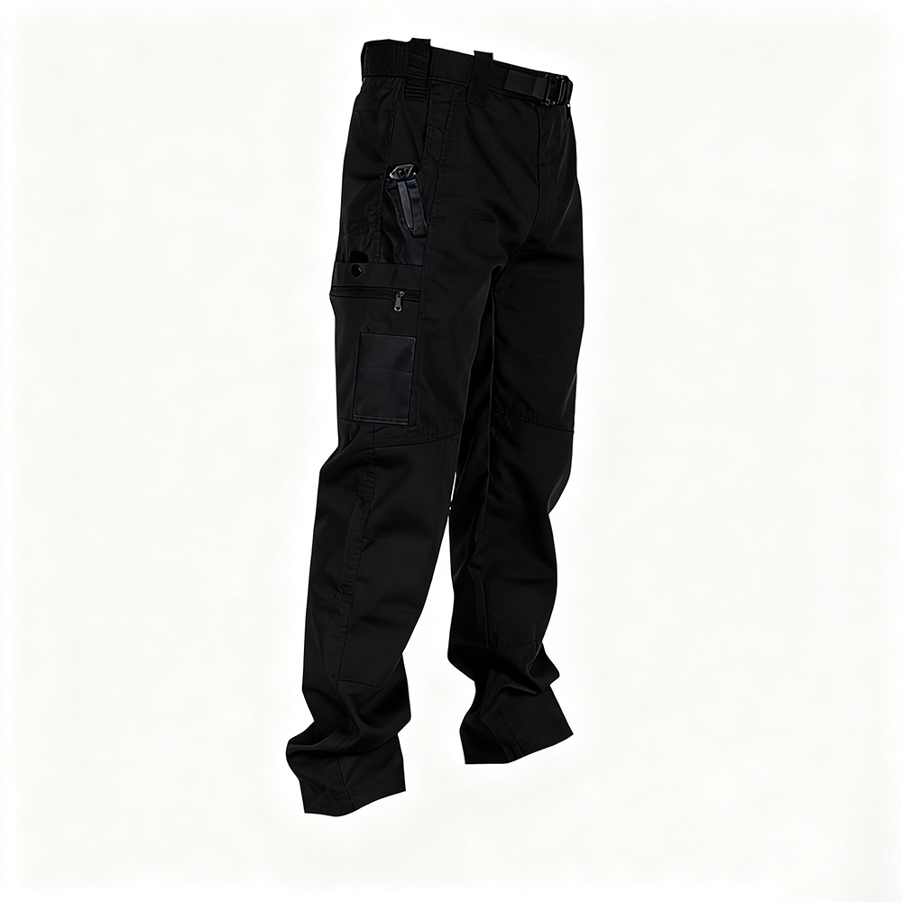 Men's Tactical Work Pants With Multiple Pockets And Zipper Closures, Durable Outdoor Training Pants