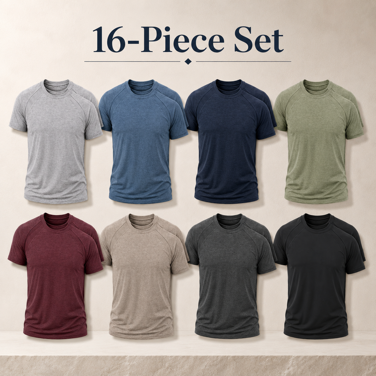 Mixed 16-Pack men's raglan athletic tees in eight color pairs
