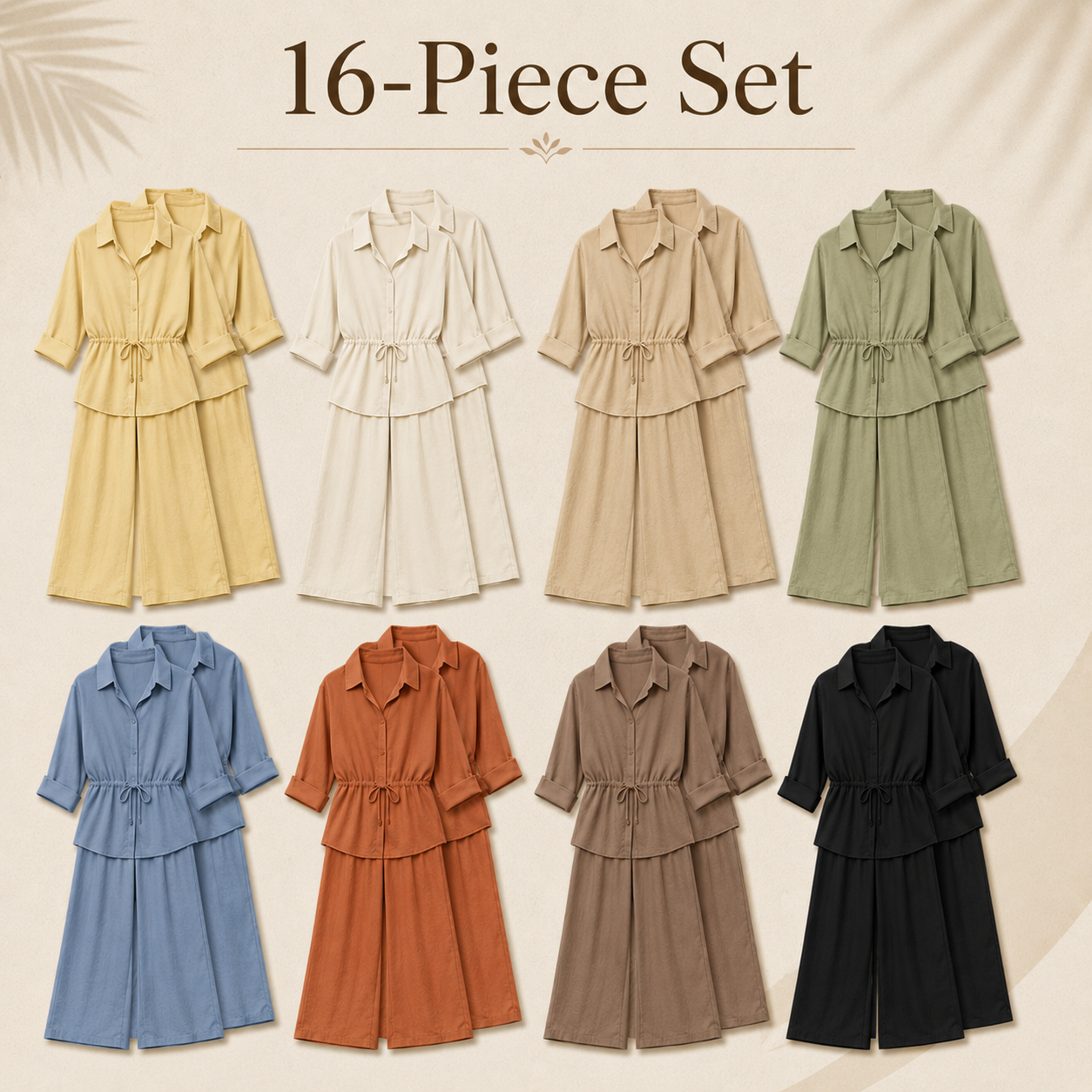 Mixed 16-Pack relaxed drawstring two-piece set