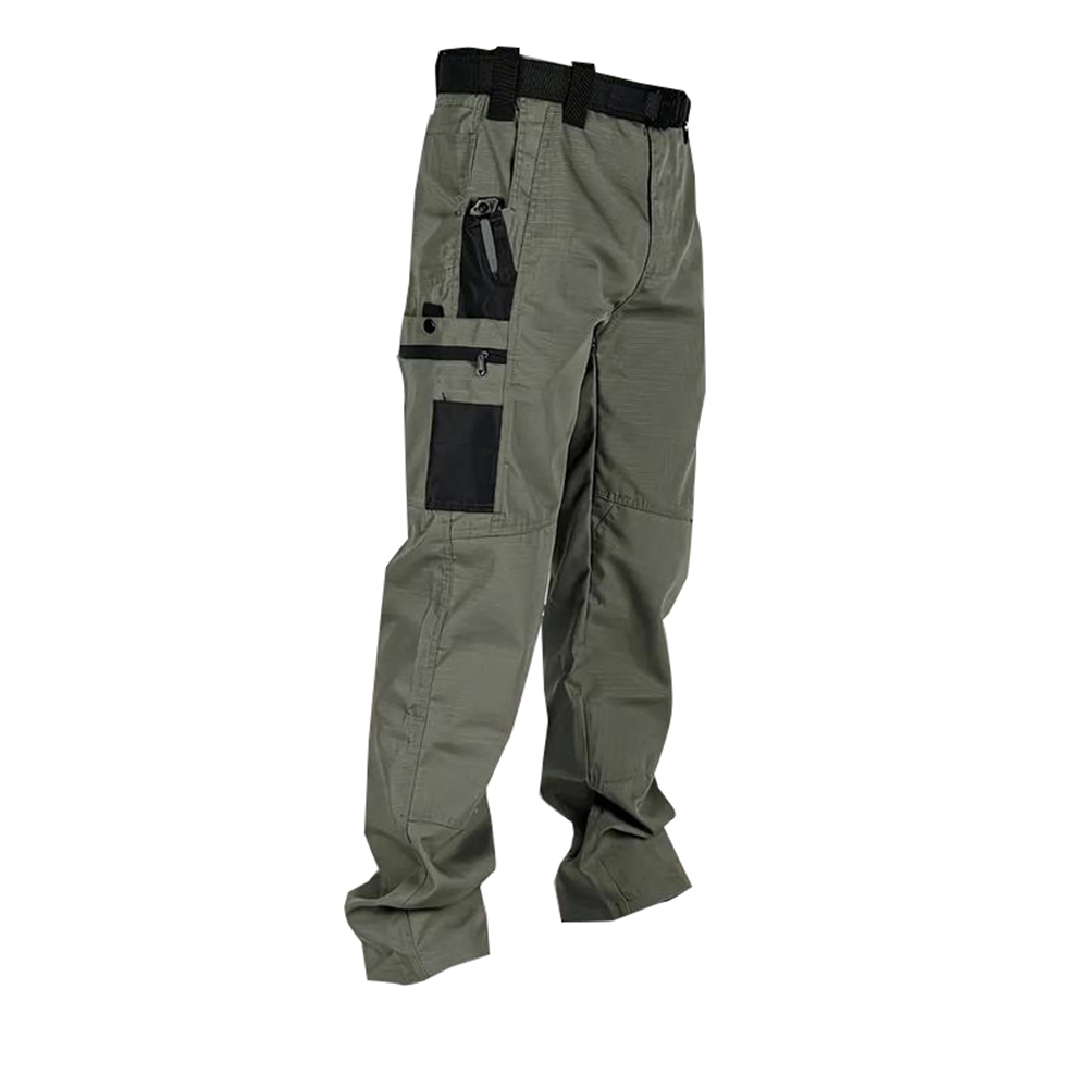 Men's Tactical Work Pants With Multiple Pockets And Zipper Closures, Durable Outdoor Training Pants
