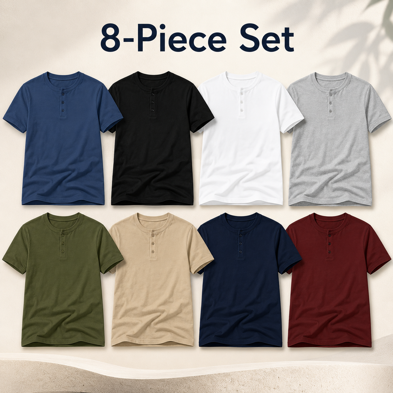Men's henley T-shirt 8 piece set