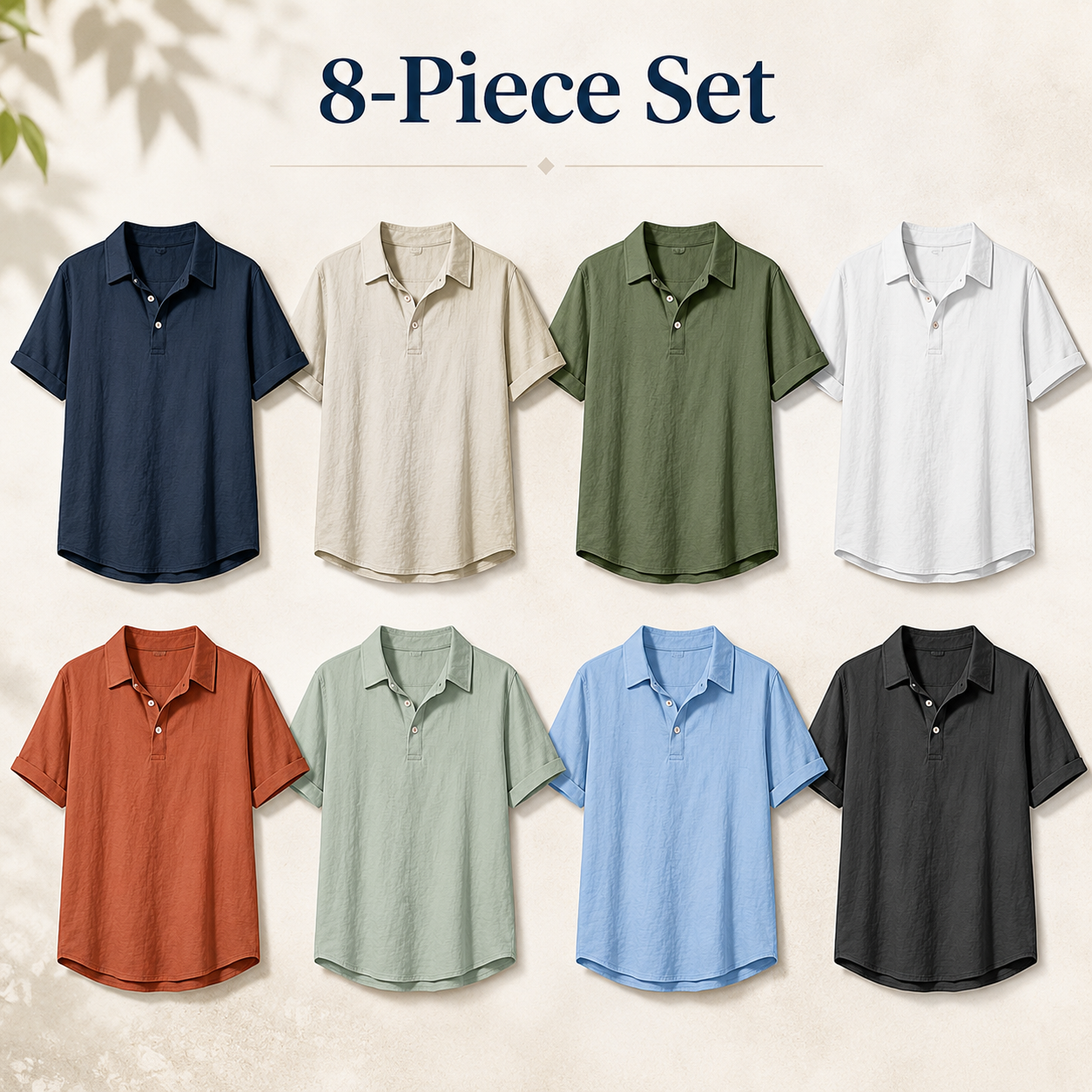 Men's textured polo shirt mixed 8-pack in assorted colors