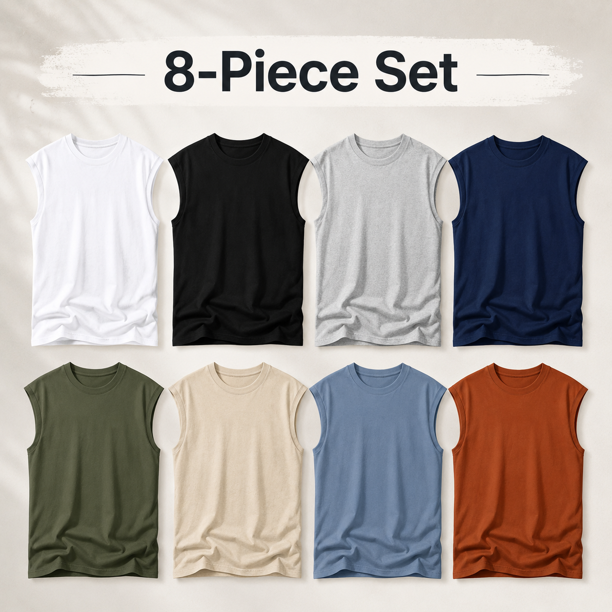 Men's sleeveless crew neck muscle tee Mixed 8-Pack