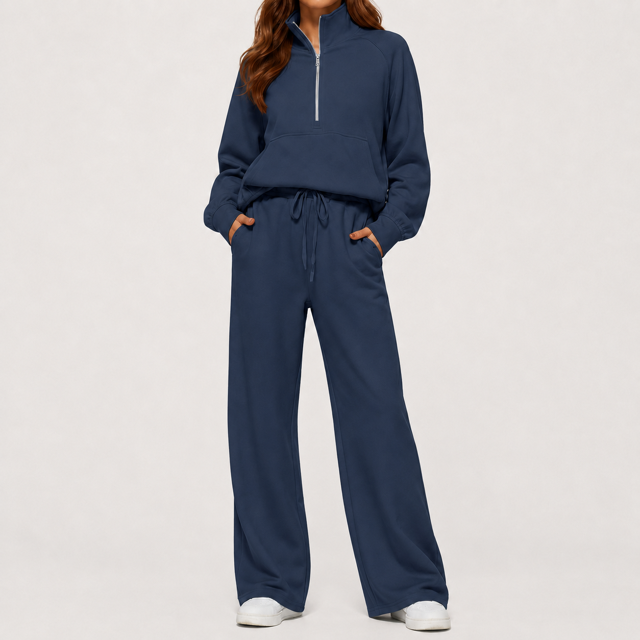 Navy Blue half zip lounge set