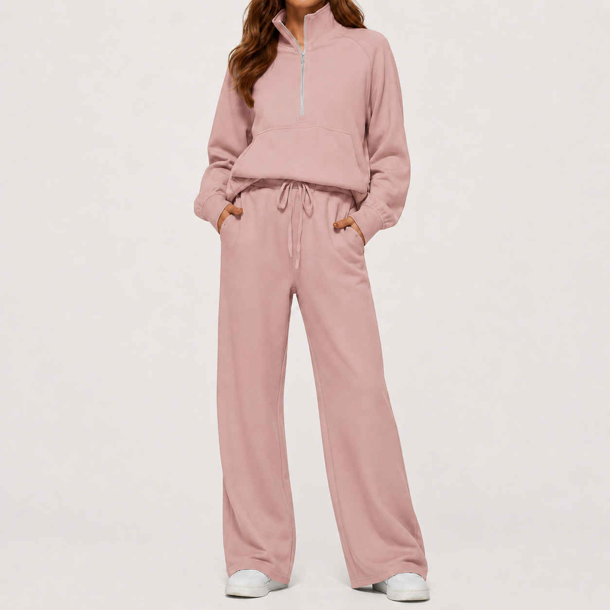 Dusty Rose half zip lounge set