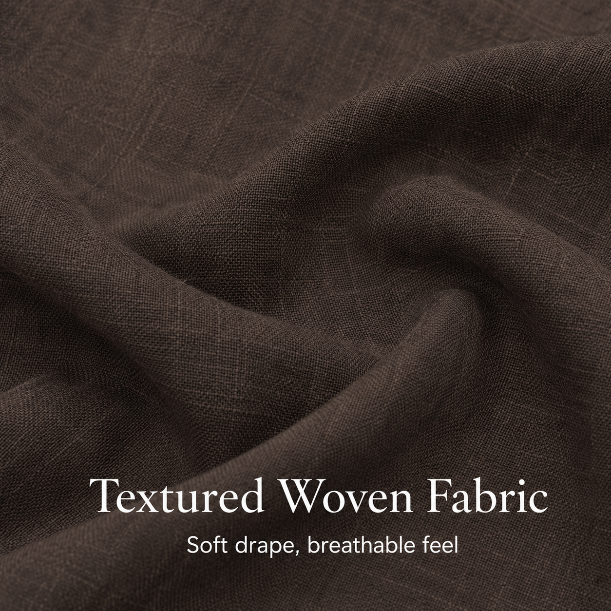 Close view of textured woven fabric with soft drape