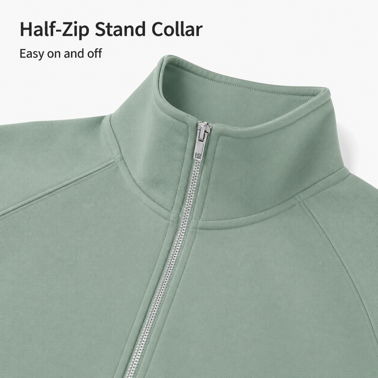 Half zip stand collar detail