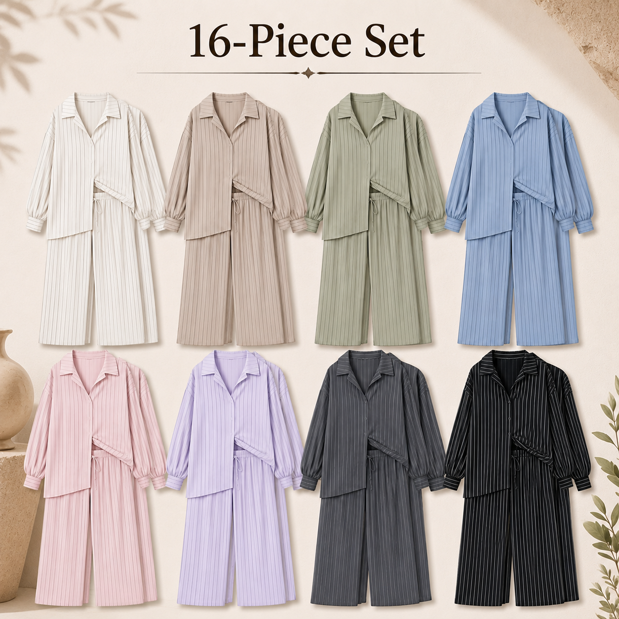 Mixed 16-Pack relaxed striped lounge set package image