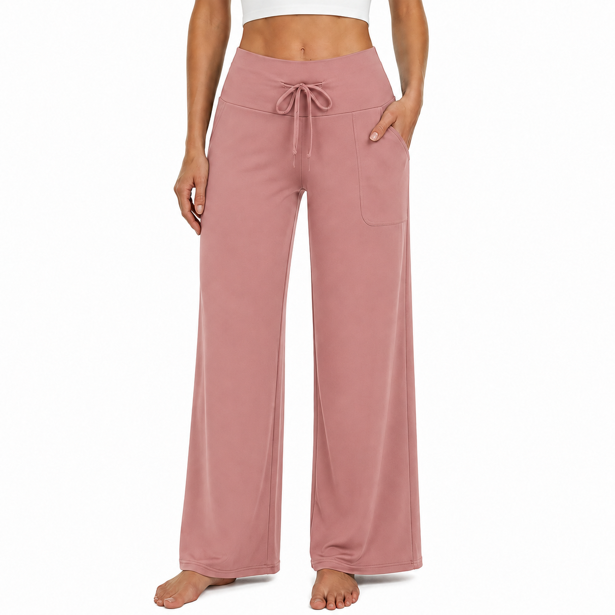 Dusty Rose women wide leg lounge pants front view