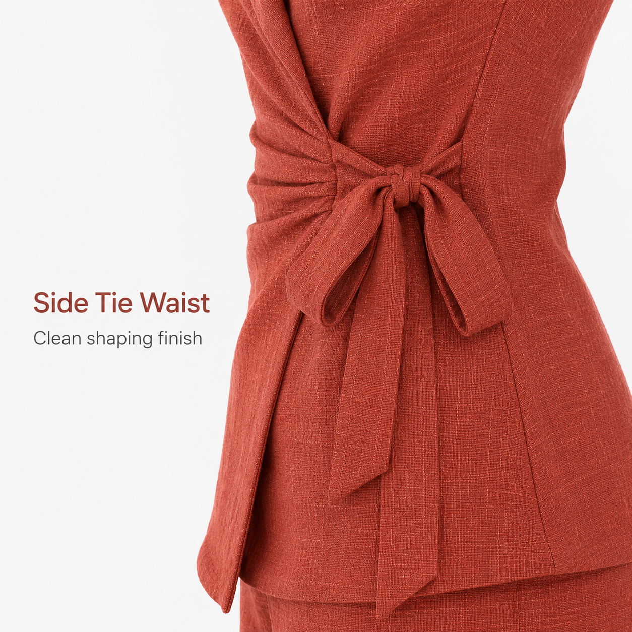 Side tie waist detail on wrap romper