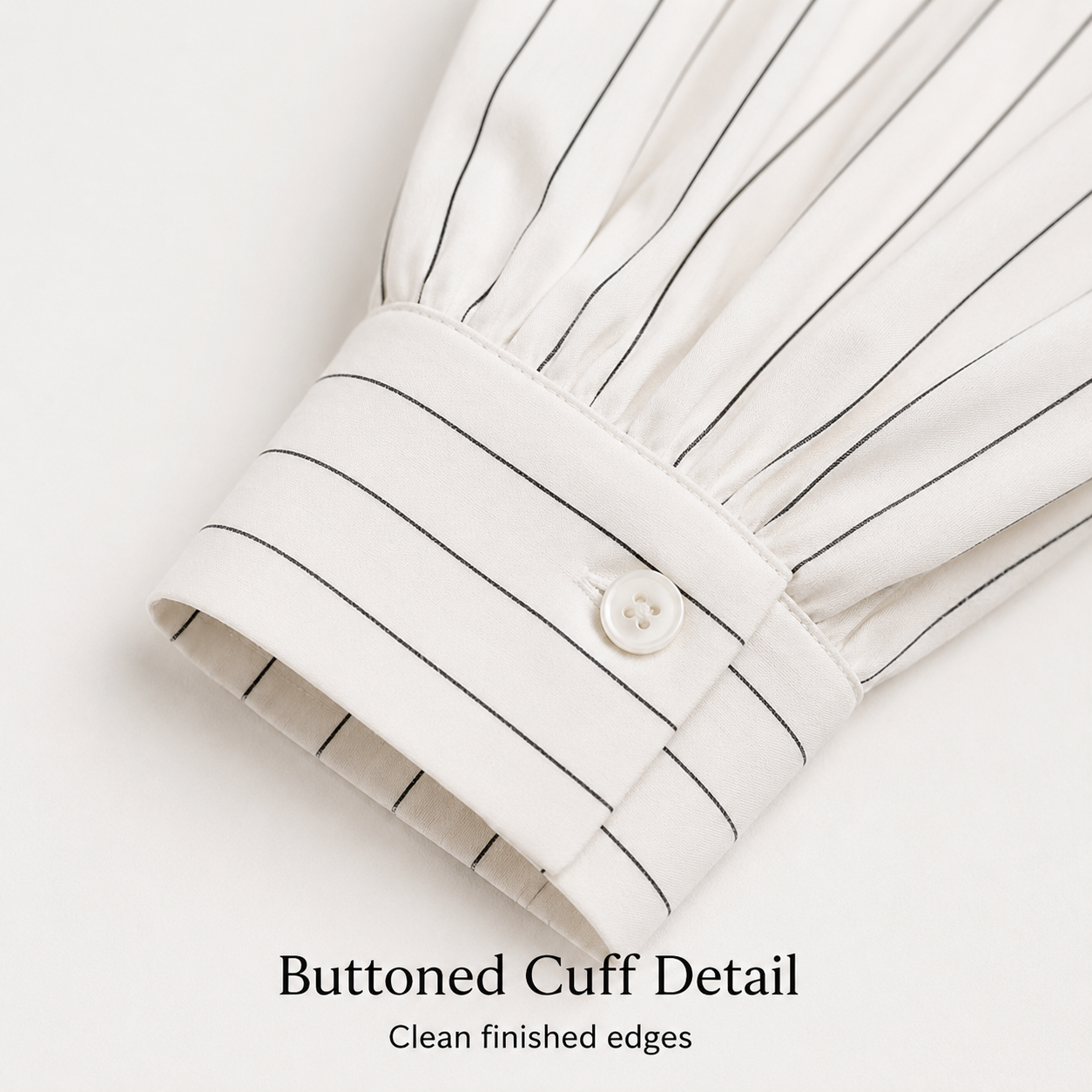 Buttoned cuff detail on striped lounge shirt
