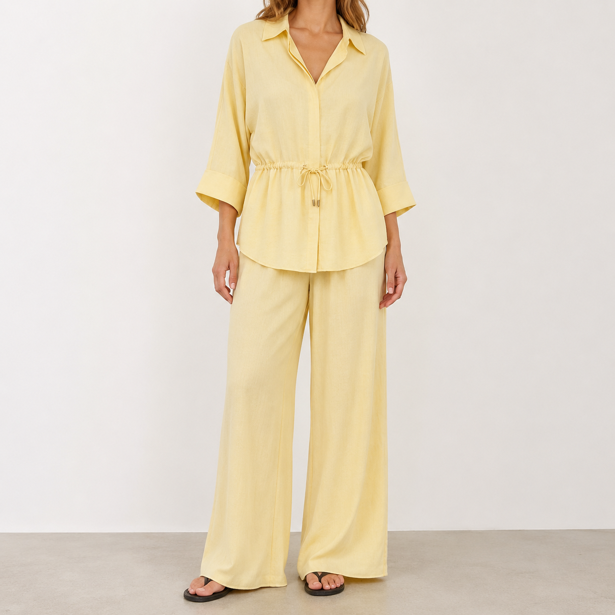 Butter Yellow relaxed drawstring two-piece set