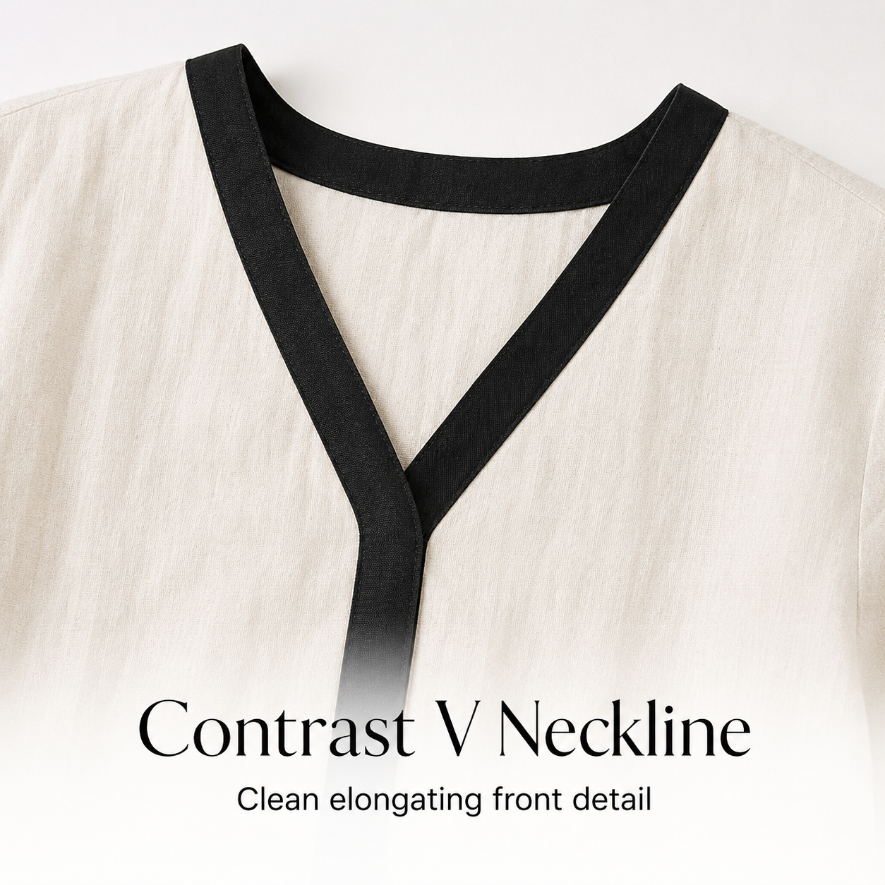 Contrast V neckline detail on maxi dress